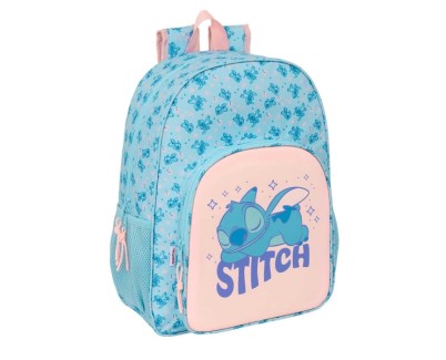 Safta Stitch Ohana Mochila Adaptable a Carro - Portabotellas - Tirador Doble - Hombreras Ergonomicas Acolchadas - Bolsillo Frontal - Asa de Mano Superior - 19L - 330x140x420mm - Color Azul Claro
