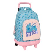 Safta Stitch Ohana Mochila con Carro - Extraible - Bolsillo Frontal - Portabotellas - Tirador Doble - Hombreras Acolchadas - Asa Acolchada - Tarjeta ID - 33L - 330x220x450mm - Color Azul Claro