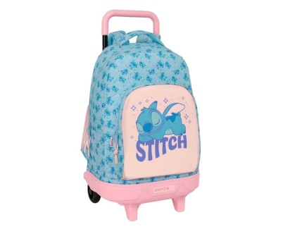 Safta Stitch Ohana Mochila con Carro - Extraible - Bolsillo Frontal - Portabotellas - Tirador Doble - Hombreras Acolchadas - Asa Acolchada - Tarjeta ID - 33L - 330x220x450mm - Color Azul Claro