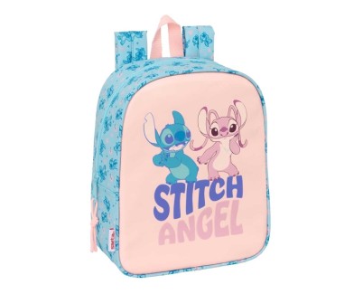Safta Stitch Ohana Mochila Guarderia - Adaptable a Carro - Cremallera - Tarjeta de Identificacion - Asa de Mano - 6L - 220x100x270mm - Color Azul Claro