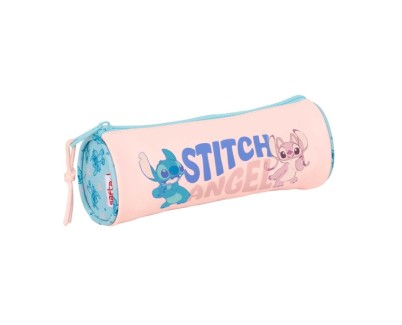Safta Stitch Ohana Portatodo - Tirador Facil de Abrir - 1L - 200x70x70mm - Color Rosa Pastel
