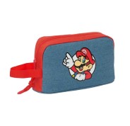 Safta Super Mario Bolsa Isotermica Porta Alimentos - Asa de Mano Lateral - Cremallera - 21.5x12x6.5cm - Color Rojo y Azul