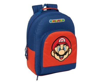 Safta Super Mario Mamma Mia Mochila Adaptable a Carro - Cremallera Doble - Bolsillo Frontal - Hombreras Ergonomicas - Espalda Acolchada - Asa Forrada - 20.10L - 320x150x420mm - Color Rojo y Azul