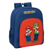 Safta Super Mario Mamma Mia Mochila - Adaptable a Carro - Portabotellas - Tirador Doble - Hombreras Ergonomicas Acolchadas - Bolsillo Frontal - Asa de Mano - 15L - 320x120x380mm - Color Rojo y Azul