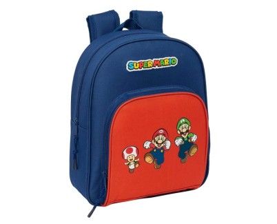 Safta Super Mario Mamma Mia Mochila Infantil - Adaptable a Carro - Portabotellas - Hombreras Acolchadas - Bolsillo Frontal - Asa Superior - 9.5L - 280x100x340mm - Color Rojo y Azul