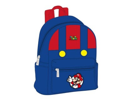 Safta Super Mario Mini Mochila - Bolsillo Frontal - Interior Forrado - Hombreras Ajustables - Asa Superior - 9L - 240x120x280mm - Color Rojo y Azul