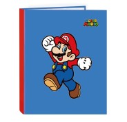 Safta Super Mario World Carpeta con 4 Anillas 25mm - Tapas Duras Forradas - Formato Folio - 265x40x330mm - Color Azul Oscuro