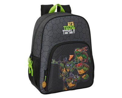Safta Tortugas Ninja Mochila Infantil - Adaptable a Carro - Asa de Mano - Bolsillos Laterales - 33x42x14cm - Color Negro
