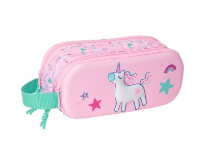 Safta Unicornio Portatodo - Cremallera - Asa Lateral - Color Rosa