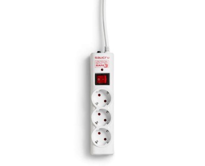 Salicru Regleta SPS SAFE 3 Protectores Electricos Activos de Ultima Generacion - 3 Tomas Schuko - Color Blanco