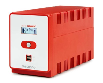 Salicru SPS 1200 SOHO+ IEC Sistema de Alimentacion Ininterrumpida - SAI/UPS - 1200 VA - Line-interactive - Doble Cargador USB - Tipo de Tomas IEC - Color Rojo