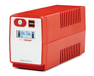 Salicru SPS 850 SOHO+ IEC Sistema de Alimentacion Ininterrumpida - SAI/UPS - 850 VA - Line-interactive - Doble Cargador USB - Tipo de Tomas IEC - Color Rojo
