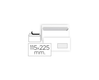 Sam Pack de 500 Sobres Americanos de Papel Offset 90grs con Ventana a la Derecha - Medidas 115x225mm - Especial para Impresoras Laser - Autoadhesivo con Tira de Silicona - Color Blanco