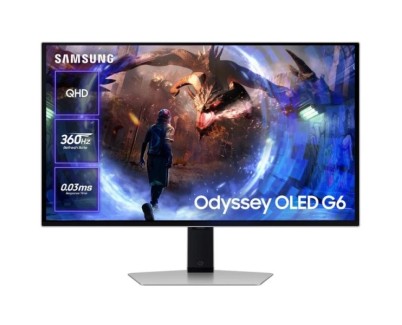 Samsung Odyssey G6 Monitor Gaming 27\" OLED QHD 360Hz FreeSync Premium Pro HDR - Respuesta 0.3ms - Regulable en Altura, Giratorio e Inclinable - HDMI, DisplayPort, USB3.2 y Audio - VESA 100x100mm - Color Gris
