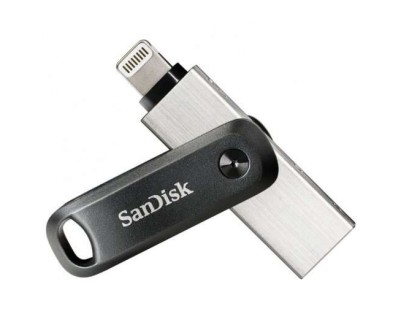 Sandisk IXpand Go Memoria USB 3.0 y Lightning 128GB - Diseño Metalico/Plastico - Color Acero/Negro (Pendrive)