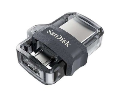 Sandisk Ultra Dual Drive m3.0 Memoria USB 3.0 y Micro USB 128GB - Hasta 150MB/s de Lectura - Color Transparente/Negro (Pendrive)