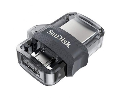Sandisk Ultra Dual Drive m3.0 Memoria USB 3.0 y Micro USB 256GB - Hasta 150MB/s de Lectura - Color Transparente/Negro (Pendrive)