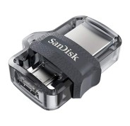 Sandisk Ultra Dual Drive m3.0 Memoria USB 3.0 y Micro USB 32GB - Hasta 150MB/s de Lectura - Color Transparente/Negro (Pendrive)