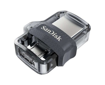Sandisk Ultra Dual Drive m3.0 Memoria USB 3.0 y Micro USB 64GB - Hasta 150MB/s de Lectura - Color Transparente/Negro (Pendrive)