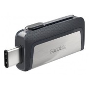 Sandisk Ultra Dual Memoria USB-C y USB-A 32GB - Hasta 150MB/s de Lectura - Diseño Metalico - Color Acero/Negro (Pendrive)