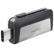 Sandisk Ultra Dual Memoria USB-C y USB-A 64GB - Hasta 150MB/s de Lectura - Diseño Metalico - Color Acero/Negro (Pendrive)