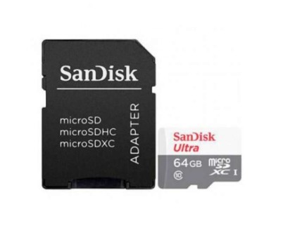 Sandisk Ultra Tarjeta Micro SDXC 64GB UHS-I U1 Clase 10 100MB/s + Adaptador SD