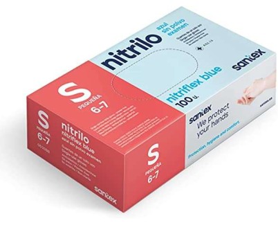 Santex Nitriflex Blue Pack de 100 Guantes de Nitrilo para Examen Talla S - 3.5 gramos - Sin Polvo - Libre de Latex - No Esteriles - Color Azul