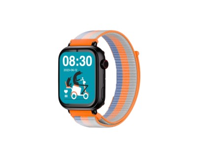 Savefamily Reloj Inteligente Smartwatch Infantil SaveWatch Plus con GPS y Llamada - IP67 - Boton SOS - Carcasa Negra - Correa Tela Naranja