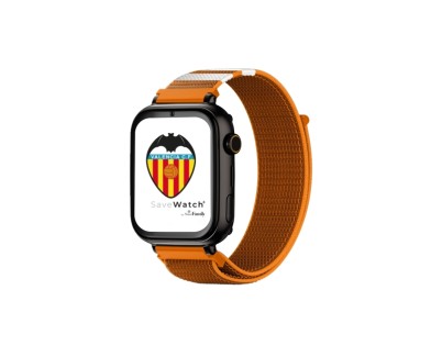 Savefamily Reloj Inteligente Smartwatch Infantil Savewatch Plus Edicion Valencia C.F. con GPS y Llamada - Correa Tela Naranja