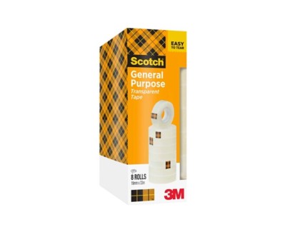 Scotch 508 Pack de 8 Cintas Adhesivas 19mm x 33m - Transparente
