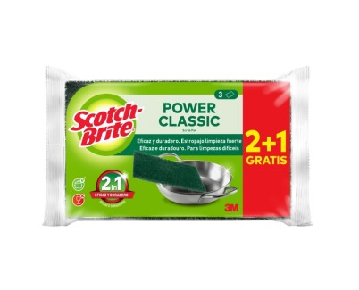 Scotch-Brite Classic Pack de 3 Estropajos de Cocina - Promocion 2 + 1 Gratis - Color Verde Oscuro