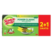 Scotch-Brite Classic Pack de 3 Estropajos de Cocina - Proteccion para los Dedos - Promocion 2 + 1 Gratis - Color Amarillo