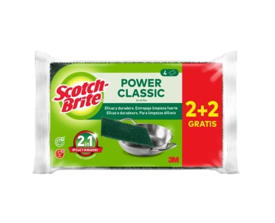 Scotch-Brite Classic Pack de 4 Estropajos de Cocina - Promocion 2 + 2 Gratis - Color Verde Oscuro