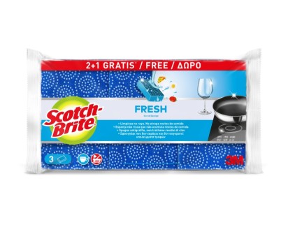 Scotch-Brite Fresh Pack de 3 Estropajos de Cocina - Promocion 2 + 1 Gratis - No Raya - Color Morado
