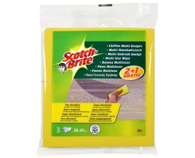 Scotch-Brite Pack de 3 Bayetas Multiusos - Promocion 2 + 1 Gratis - Color Amarillo