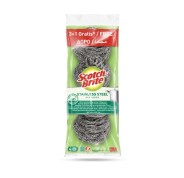 Scotch-Brite Pack de 4 Estropajos de Acero Inoxidable - Promocion 3 + 1 Gratis - Color Gris Metalizado