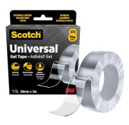 Scotch Cinta Adhesiva de Gel Doble Cara 30mmx3m - Adhesivo Removible - Soporta con Seguridad hasta 9 kg - Transparente