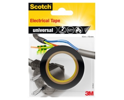 Scotch Cinta Aislante 15mm x 10m - Fabricada en PVC - Aislamiento de Alta Tension de hasta 5000 V - Color Negro
