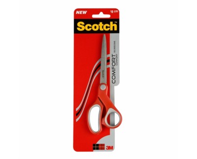 Scotch Comfort Tijeras Ergonomicas 18cm - Acero Inoxidable - Dise&ntilde;o que Reduce la Fatiga - Color Rojo