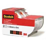 Scotch Crystal Pack de 2 Cintas Adhesivas Invisible - Supertransparente - 19mm x 6m - Color Blanco