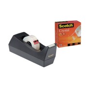 Scotch Dispensador de Cinta + 1 Rollo de Cinta Adhesiva Crystal - 19mmx10m - Color Negro