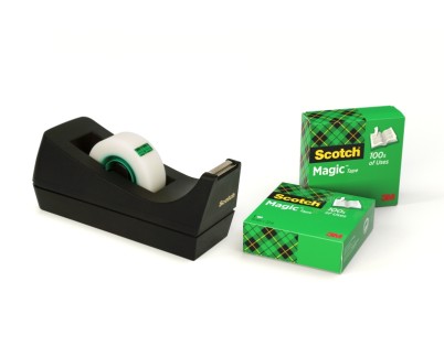 Scotch Dispensador de Cinta Adhesiva - para Cintas de hasta 19mm x 33m - Incluye 3 Cintas Adhesivas Invisible - Color Negro