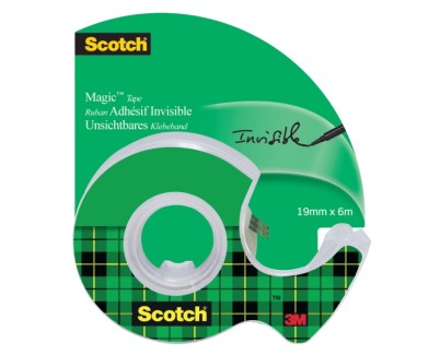 Scotch Magic Cinta Adhesiva Invisible 19mm x 6m - Incluye Dispensador - Color Transparente