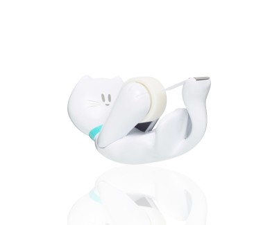 Scotch Magic Dispensador de Cinta Adhesiva - Forma de Gato - Incluye 1 Rollo de 19mm x 8.89m - Color Blanco