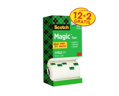 Scotch Magic Pack Ahorro de 14 Cintas Adhesivas Invisibles 19mm x 33m - Color Transparente