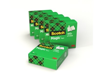 Scotch Magic Pack de 6 Cintas Adhesivas Invisible - 19mm x 33m - Color Transparente
