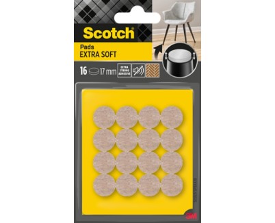 Scotch Pack de 16 Almohadillas de Fieltro - 17mm de Diametro - Extrasuaves - Color Beige