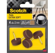 Scotch Pack de 4 Almohadillas de Fieltro con Clavo - Extrasuaves - Diametro de 22mm - Color Marron - SP84N30