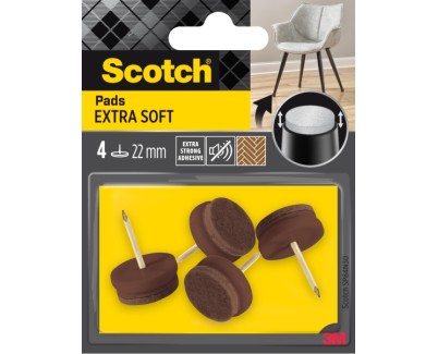 Scotch Pack de 4 Almohadillas de Fieltro con Clavo - Extrasuaves - Diametro de 22mm - Color Marron - SP84N30