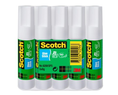 Scotch Pack de 5 Pegamentos en Barra Adhesivo Solido - 8gr por Unidad - Color Transparente